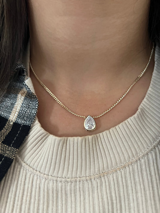 Tear Drop Cz Necklace