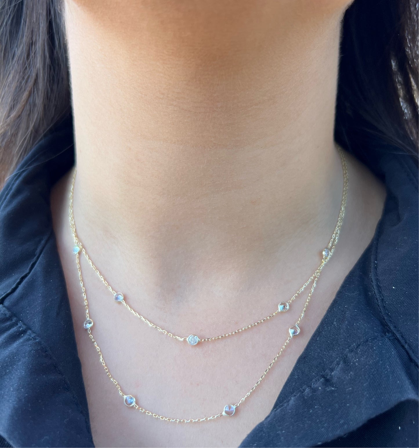 Double "diamond" by the Yard Necklace
