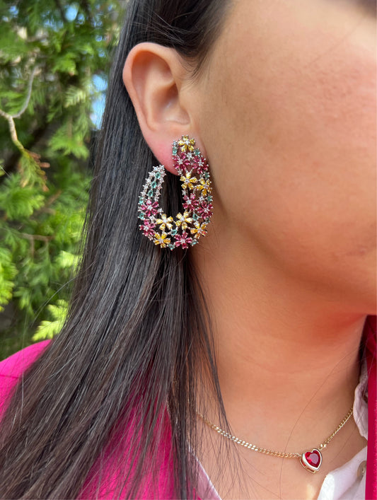Floral hanging Loop Earrings