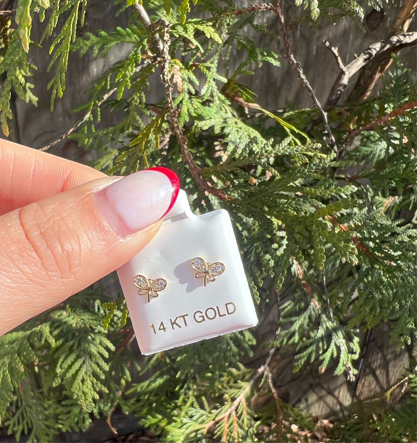 14KT Butterfly X CZ Earrings