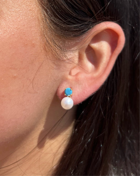 Turquoise x Pearl Elegance Earrings