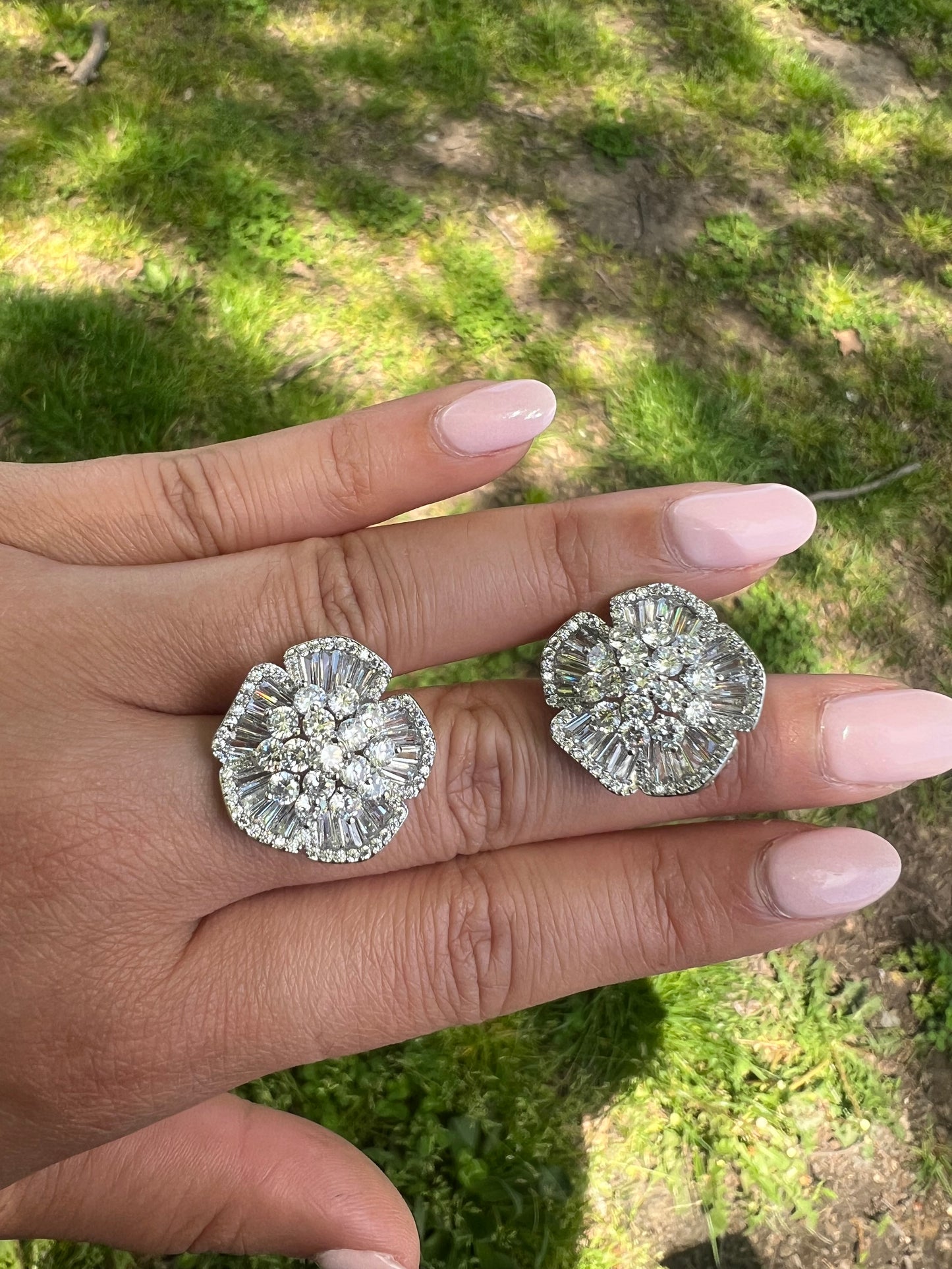 Flower n CZ Earrings