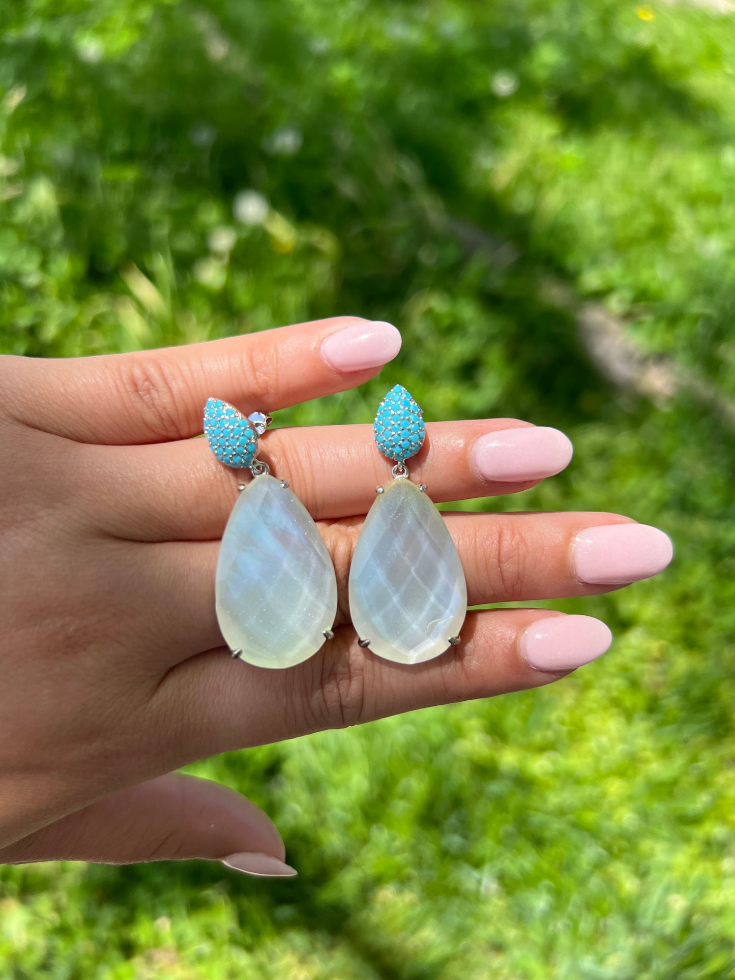 Turquoise Moonstone Earrings