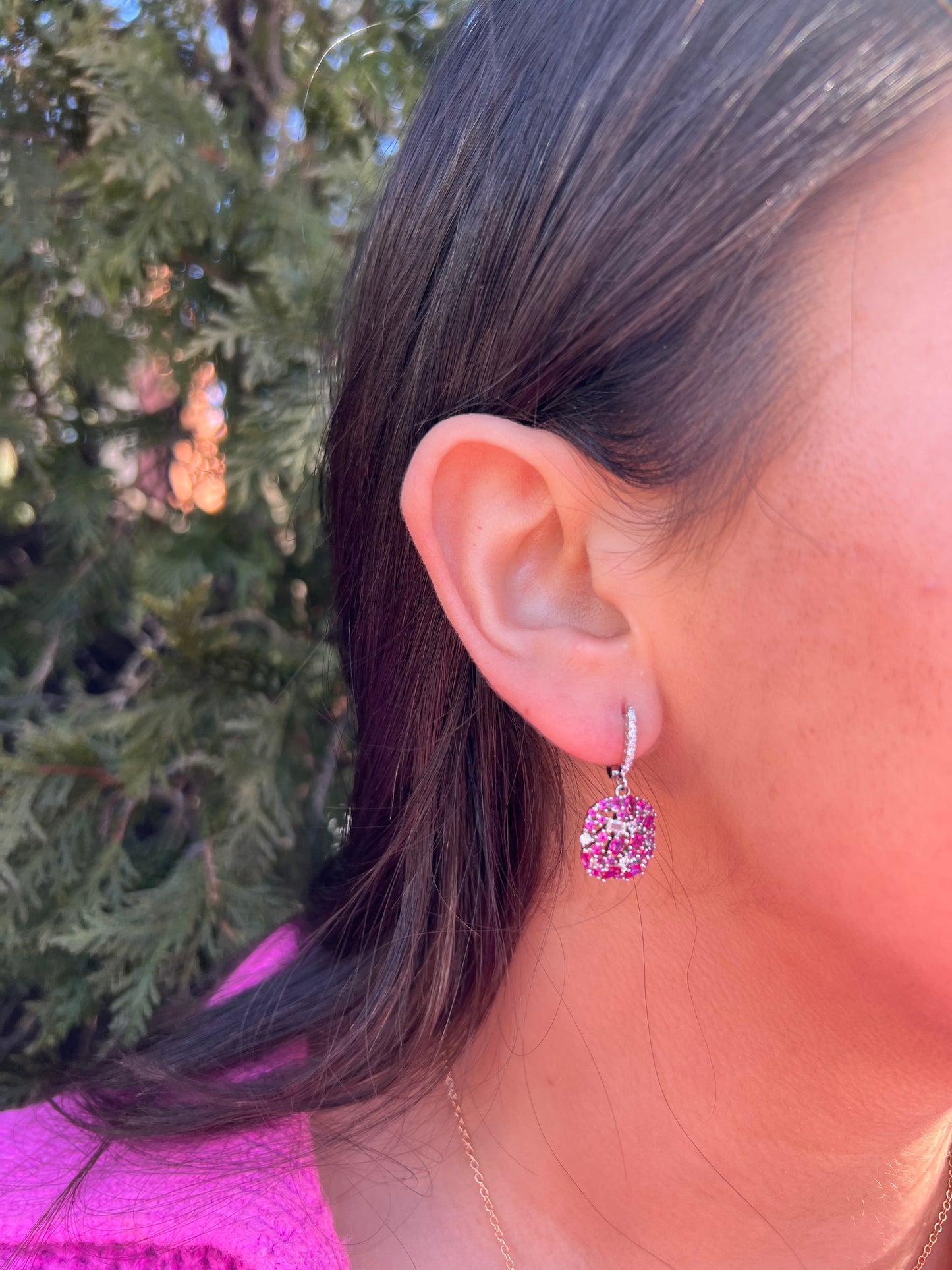 Pink Scattered Hoop Earrings