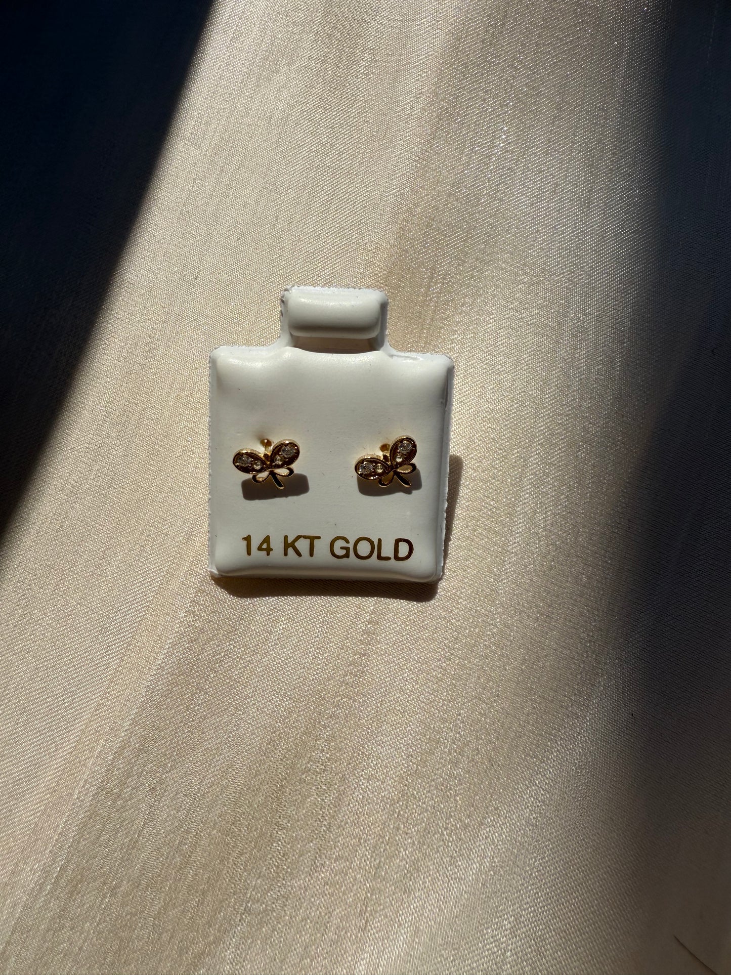 14KT Butterfly X CZ Earrings