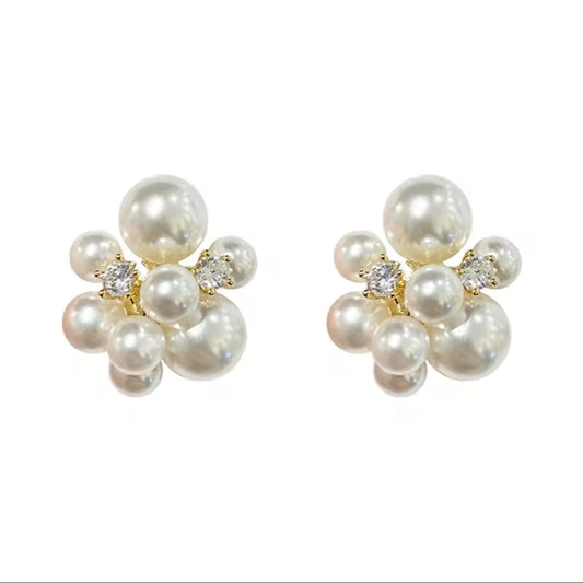 Cluster Pearl Elegant Stud Earrings