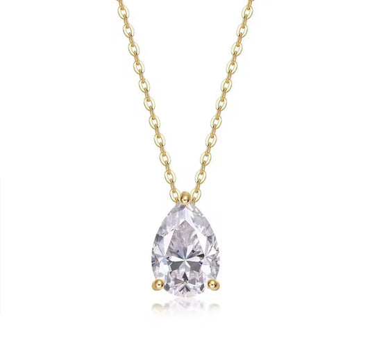 14KT Gold Floating Pear Lab Diamond Necklace