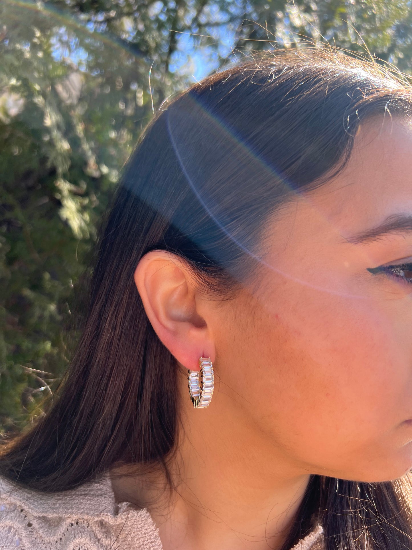 Crystal Cascade Hoop Earrings