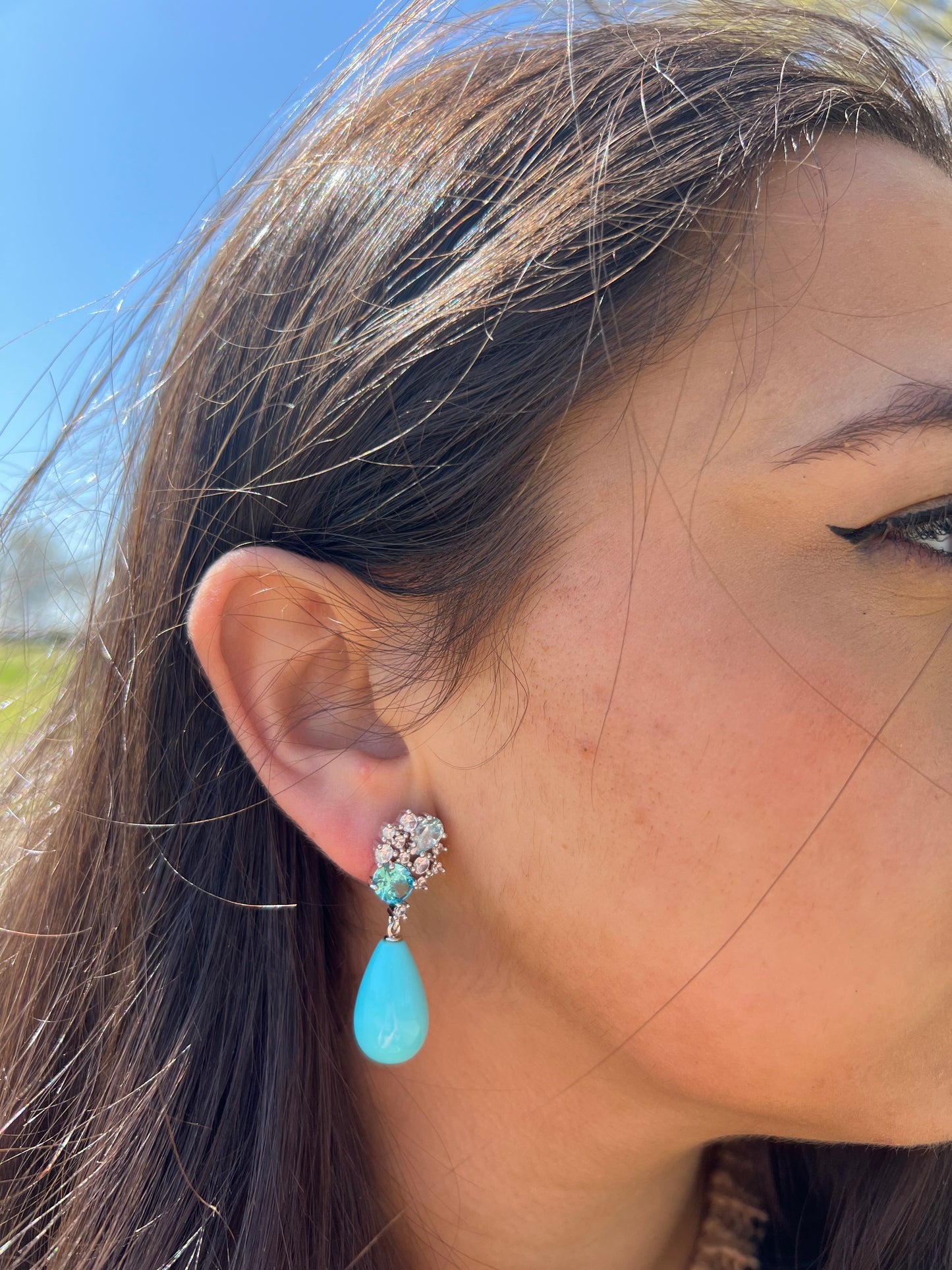 Blue Topaz c Turquoise Earrings