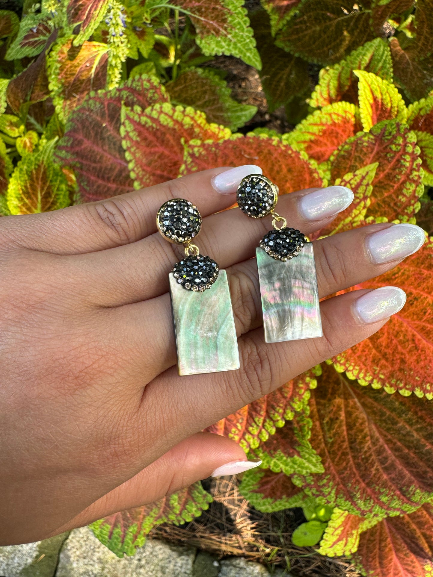 Abalone stone Rectangle Earrings