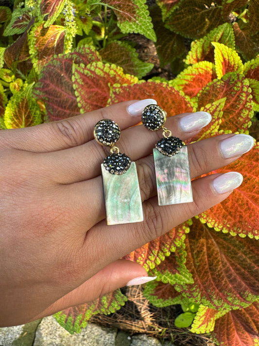 Abalone stone Rectangle Earrings