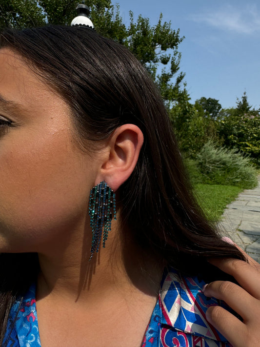 Midnight Cascading Fringe Earrings