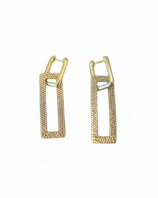 Rectangle Hanging Hoop Earring