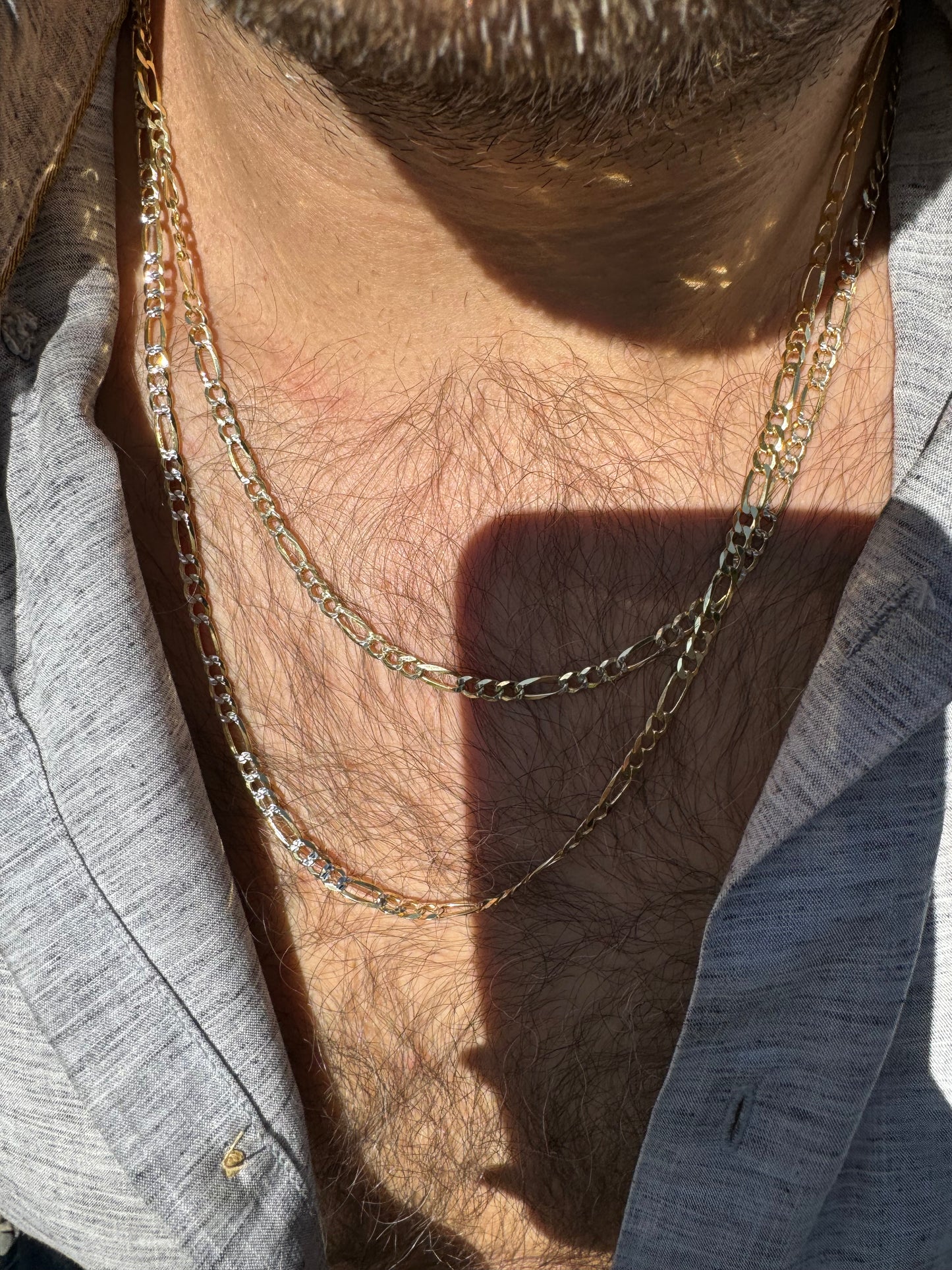 Silver Etched Gold Men’s Necklace