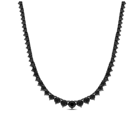Graduated Black CZ Tennis Necklace
