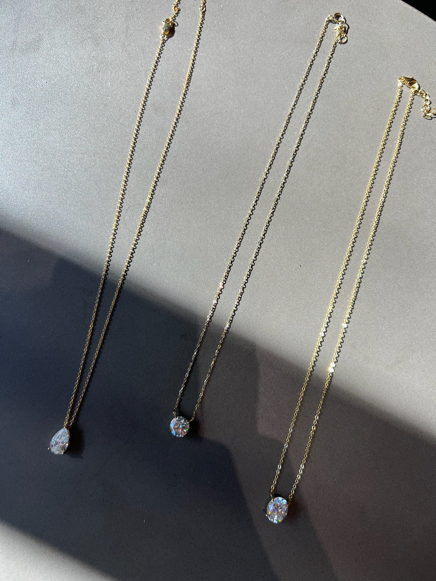 14KT Gold Floating Pear Lab Diamond Necklace