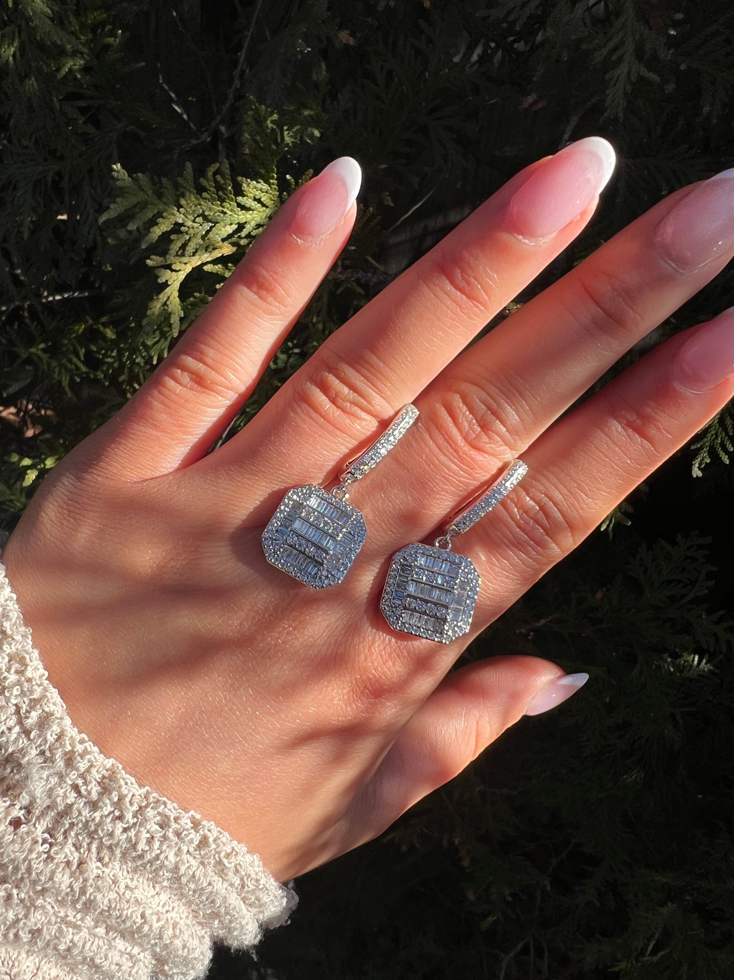 Emerald cut Hoop Earrings