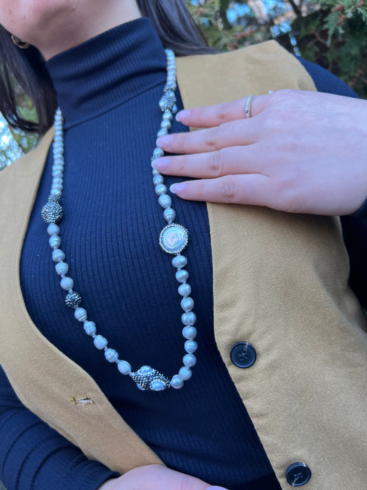 Grey Pearl Trendy Necklace