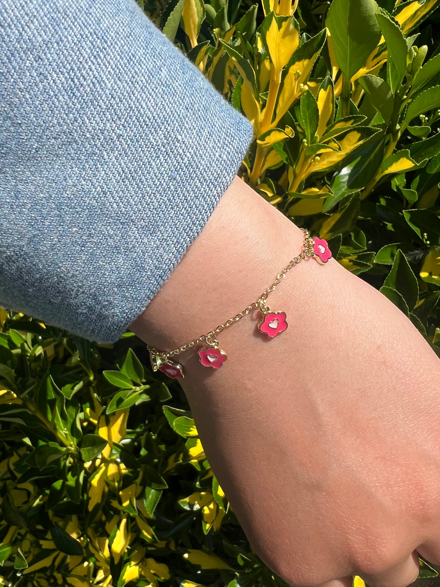 Pinkie Flower Charm Bracelet