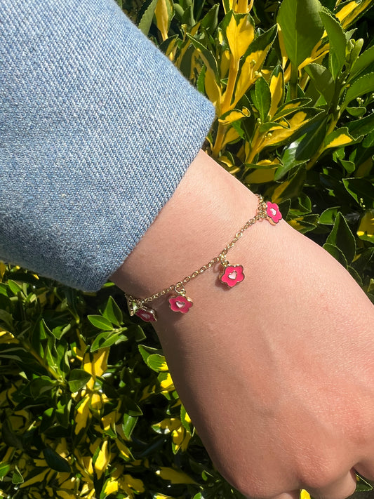 Pinkie Flower Charm Bracelet