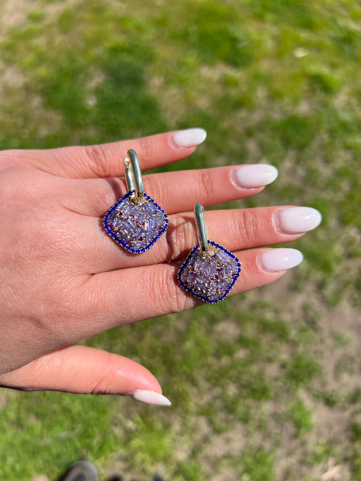 Blue Amethyst Dazzled Hoop earrings