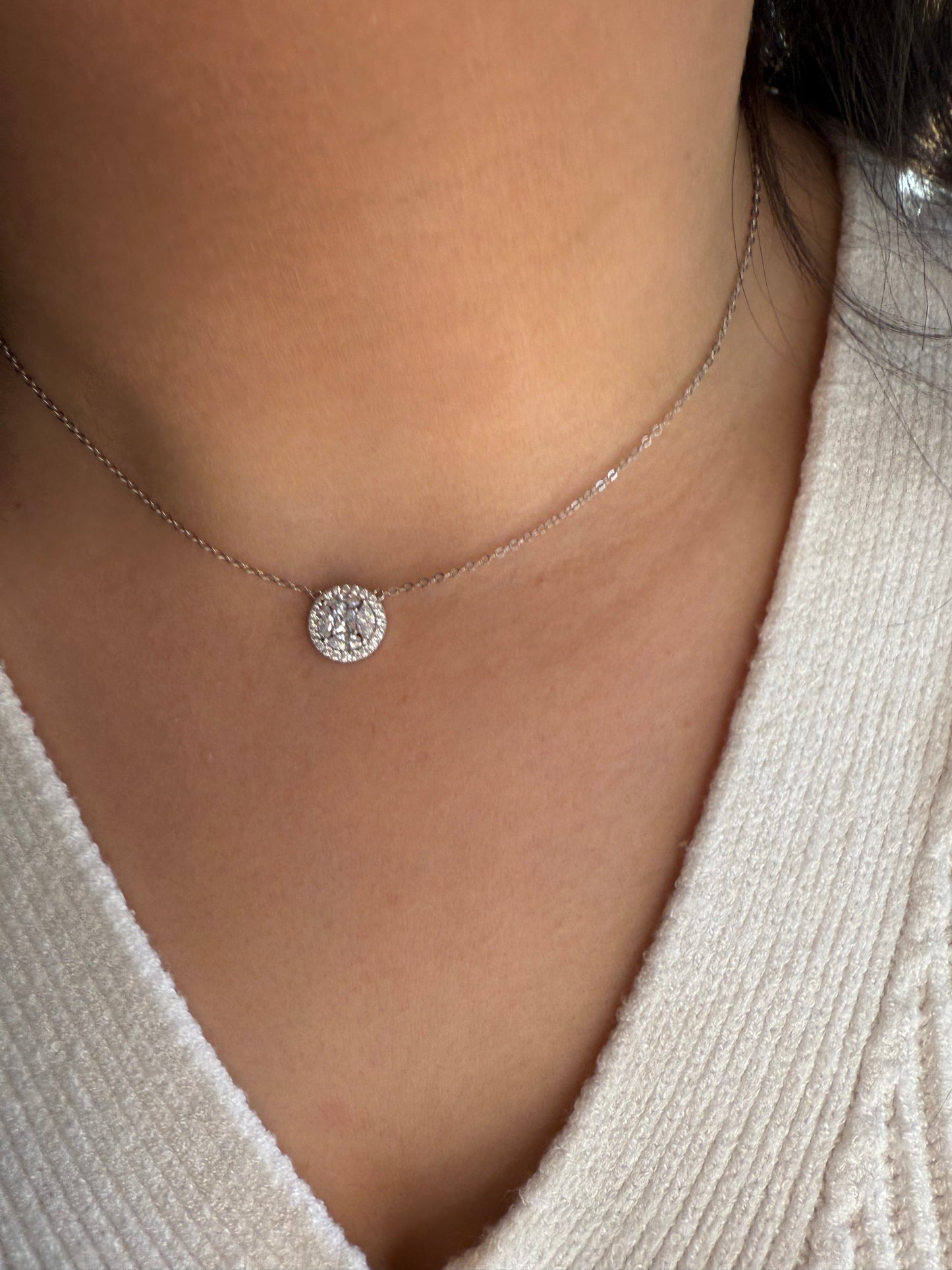 Mixed Shape Solitaire Floating Necklace