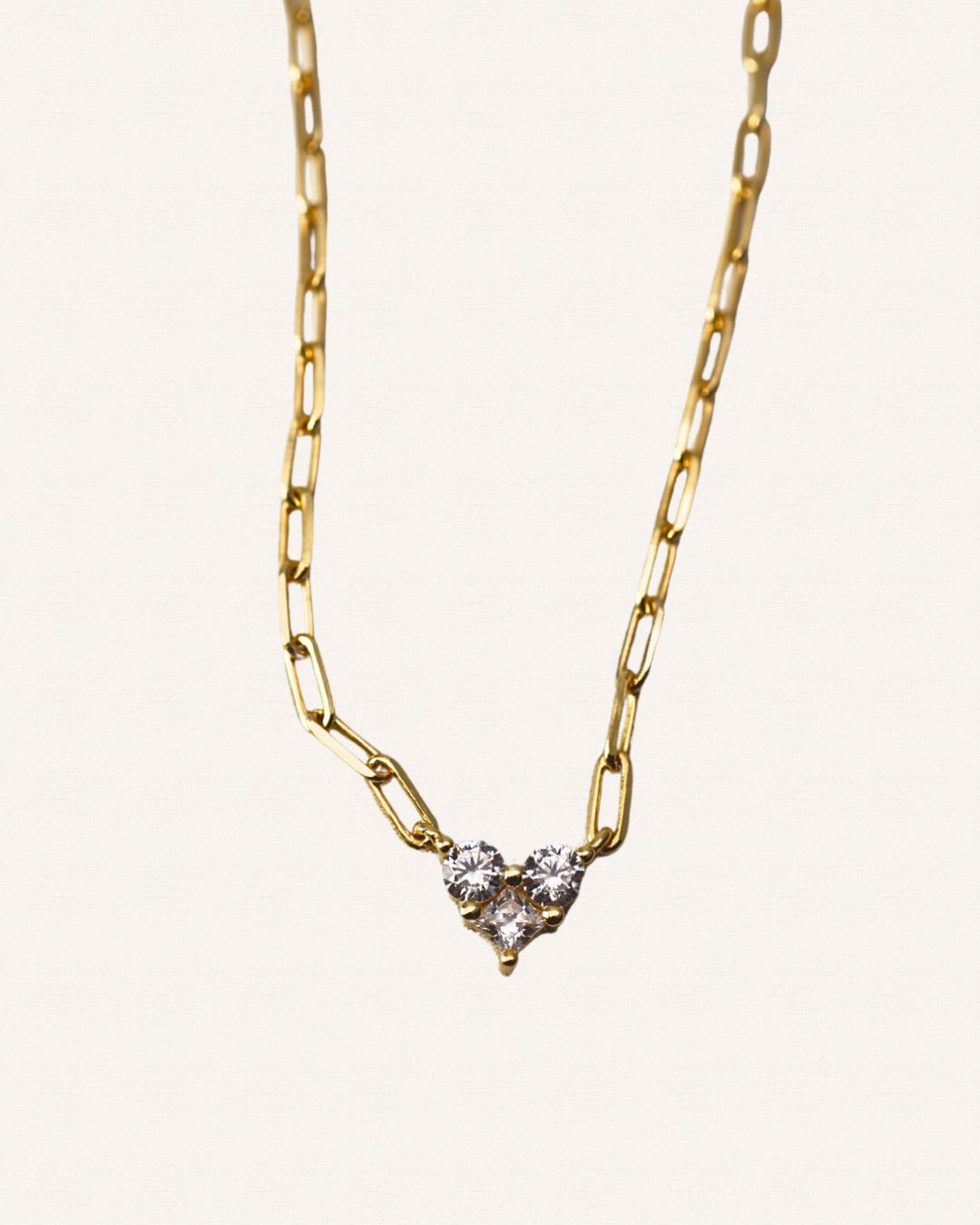 Cluster Heart Paperclip Necklace