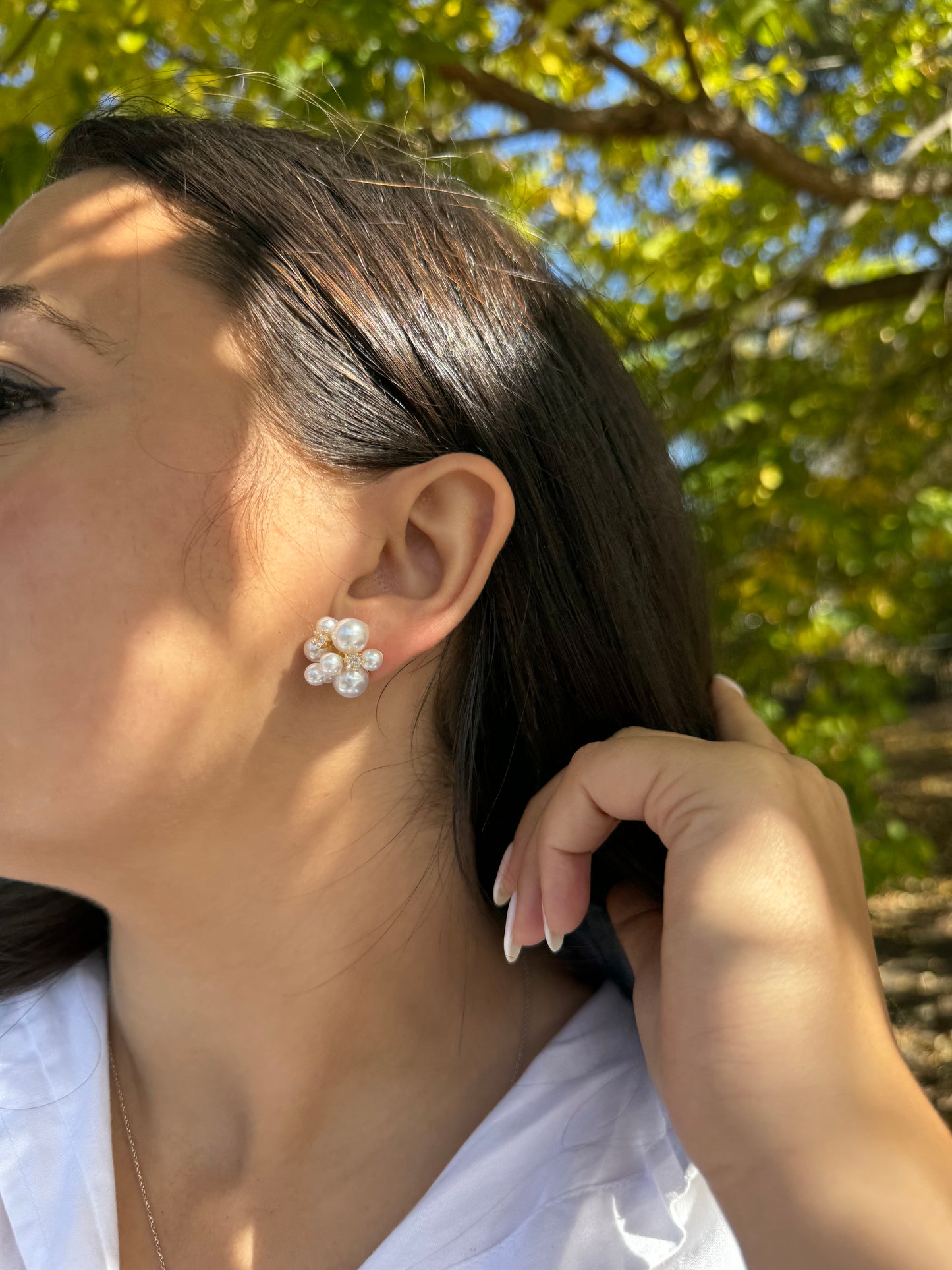 Cluster Pearl Elegant Stud Earrings