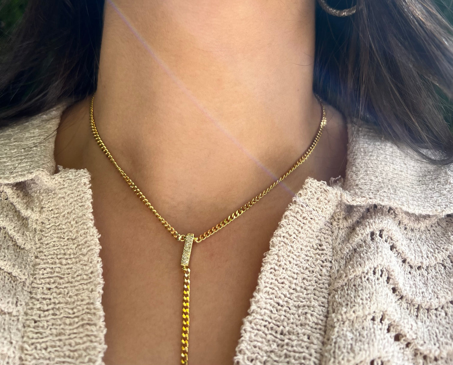 Chain Lariet Bar Necklace