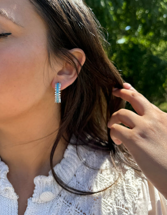 Blue spiked Hoop Earrings