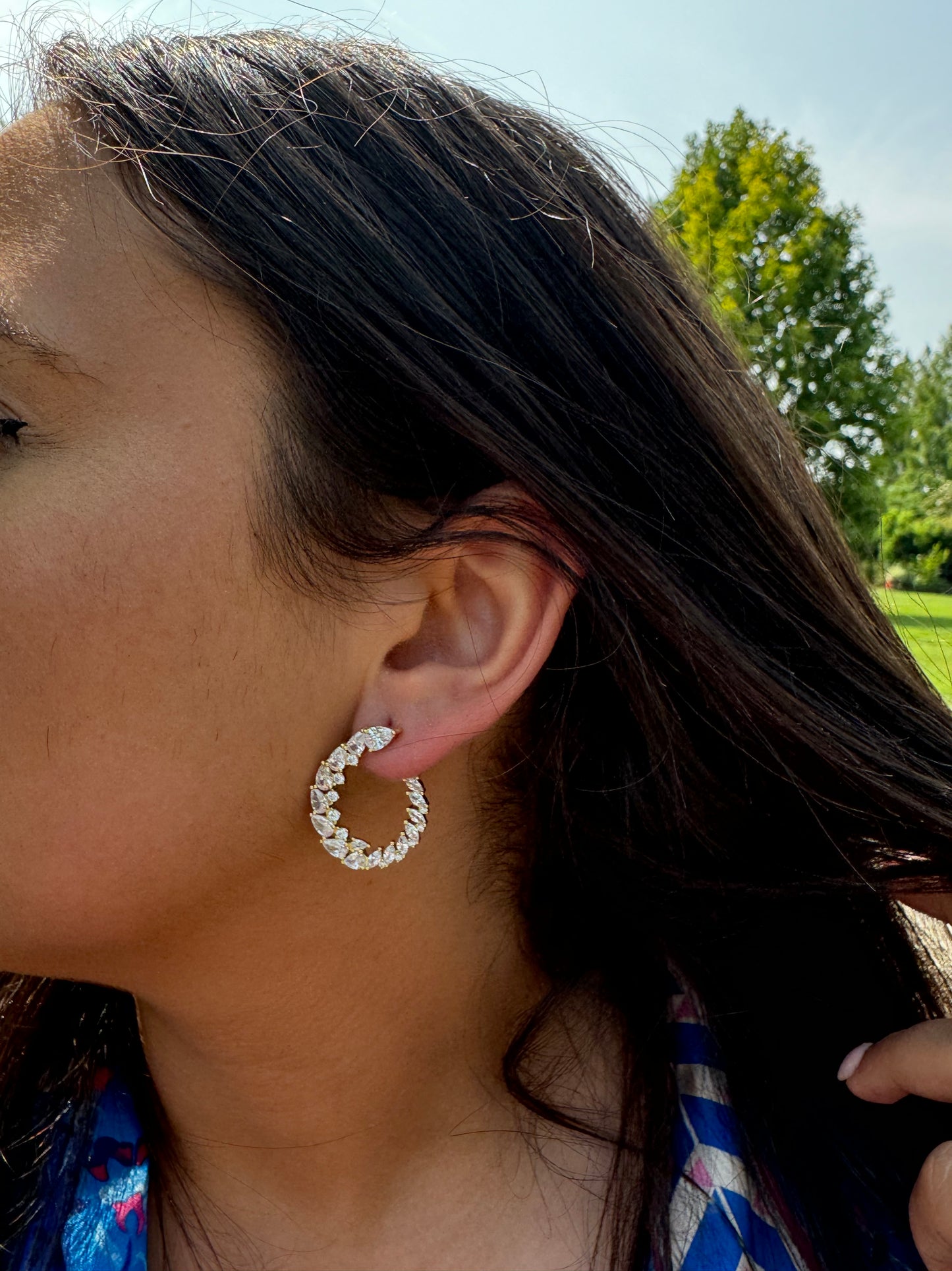 Eternal Petal Crescent Hoop Earrings