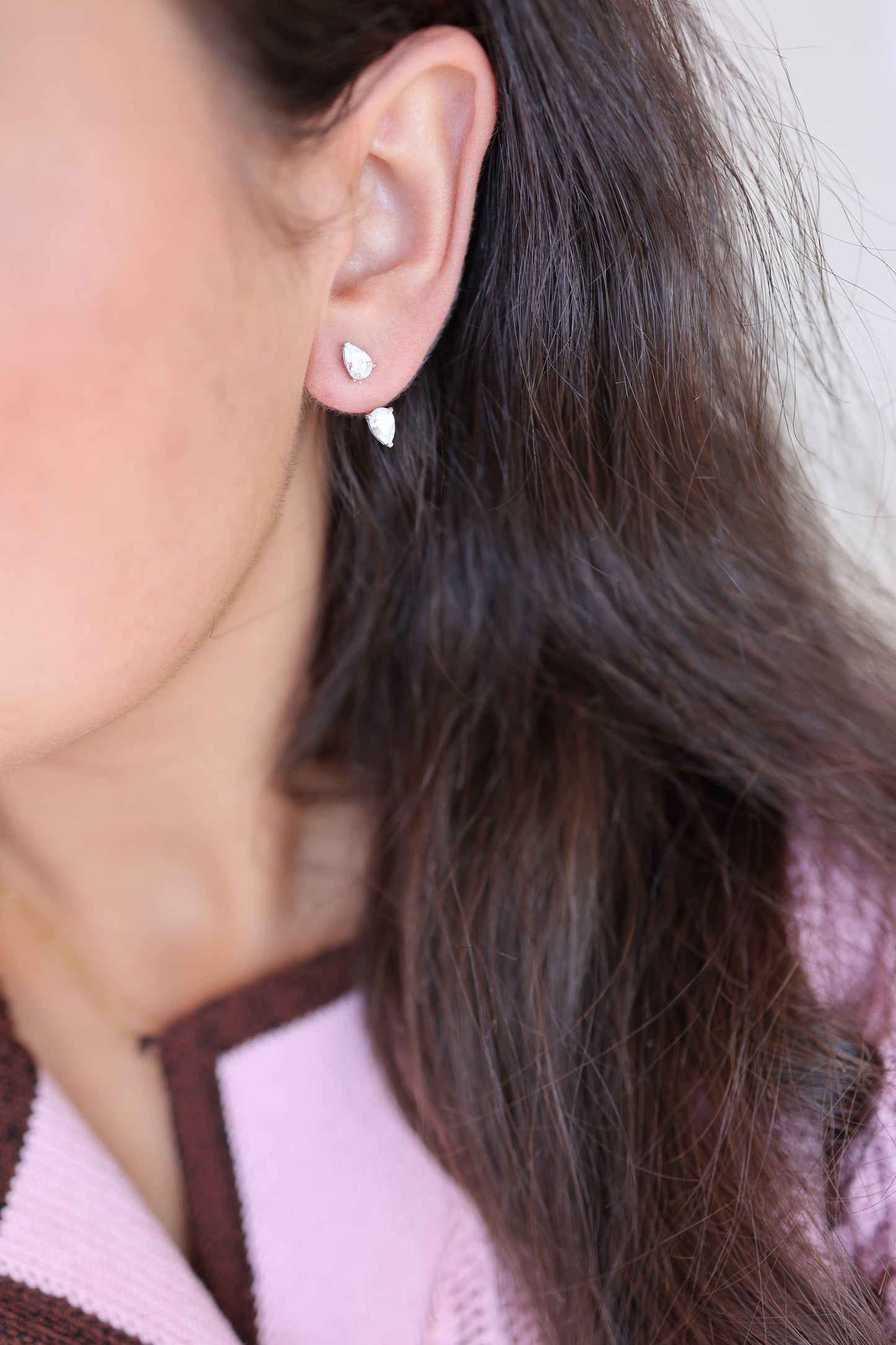 Floating Double Pear Stud Earring