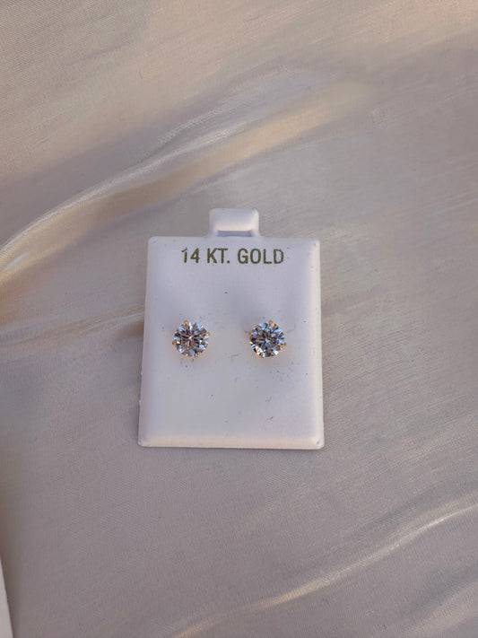 14KT Gold Classic CZ Stud Earrings