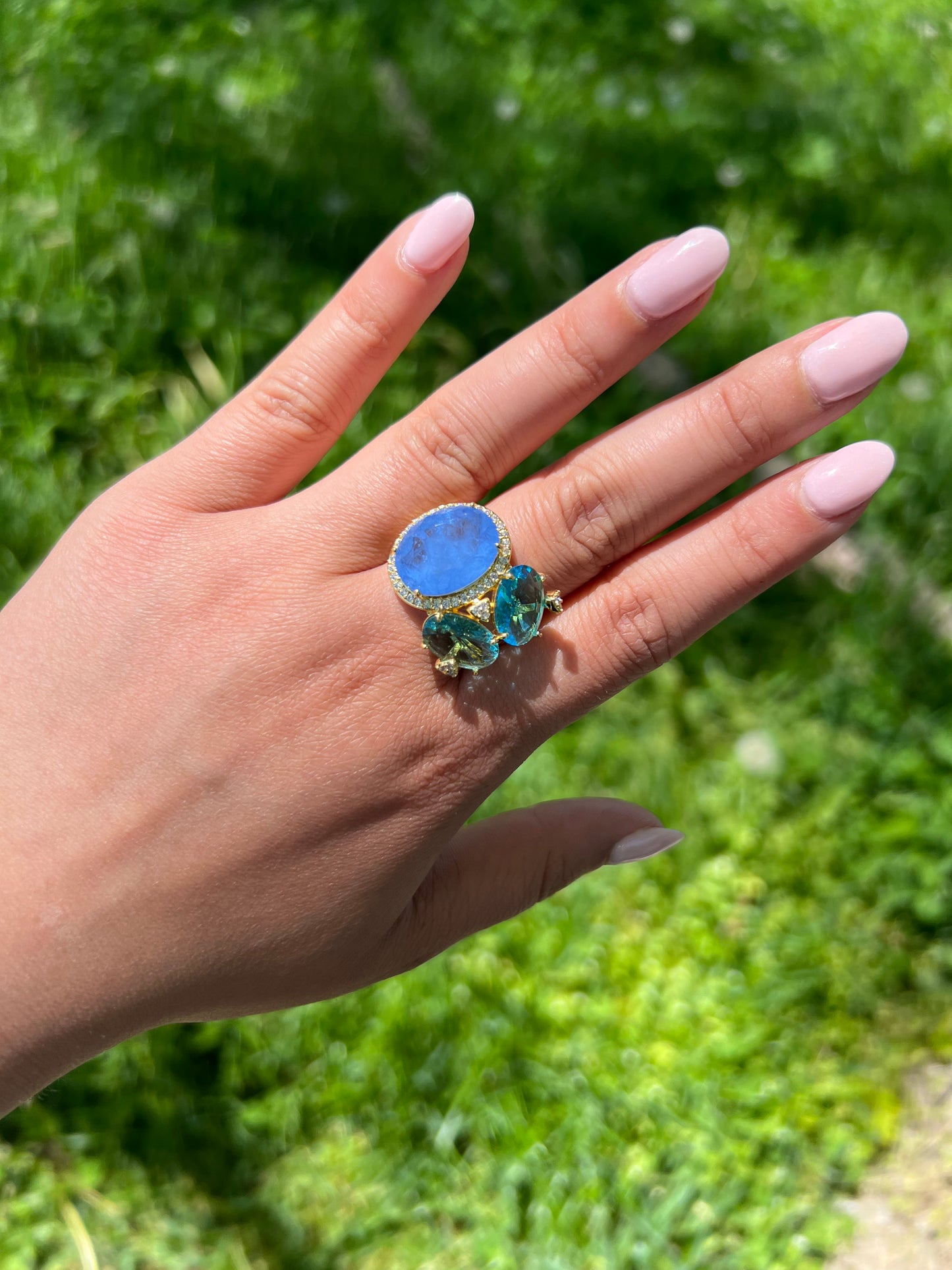 Blue Pastel Cluster Ring