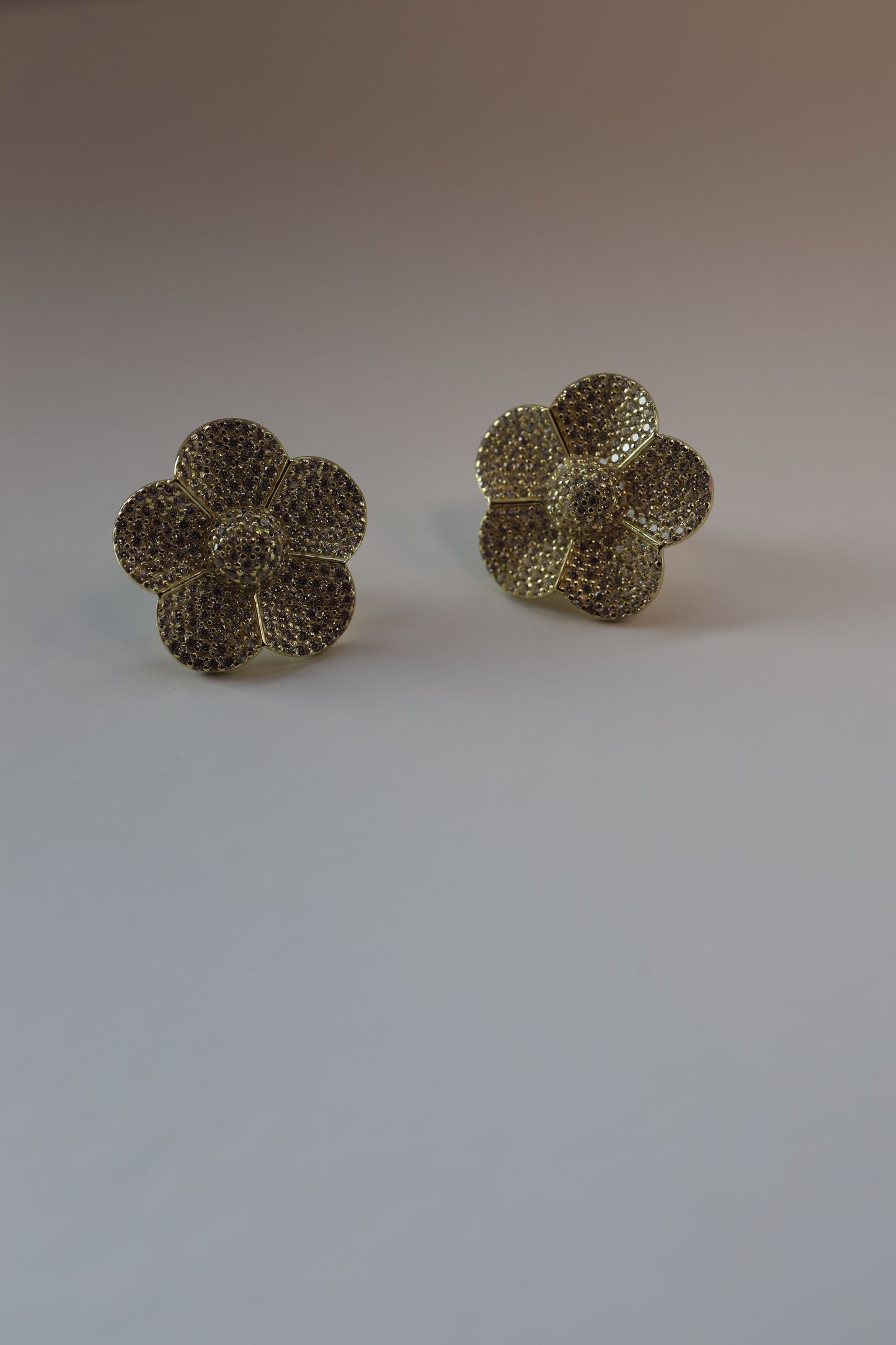 Pave Flower Stud Earrings