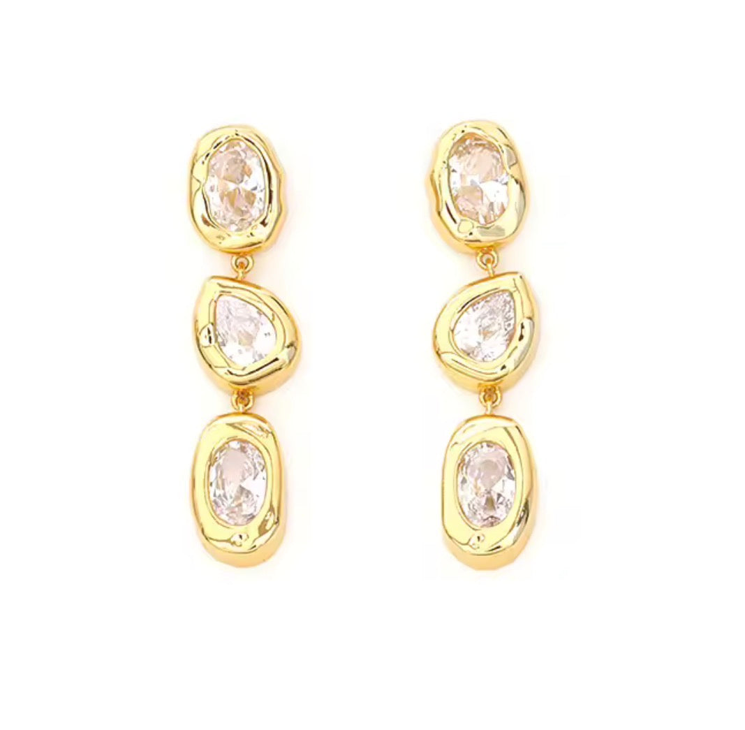 Bezel Shape Hanging Earrings