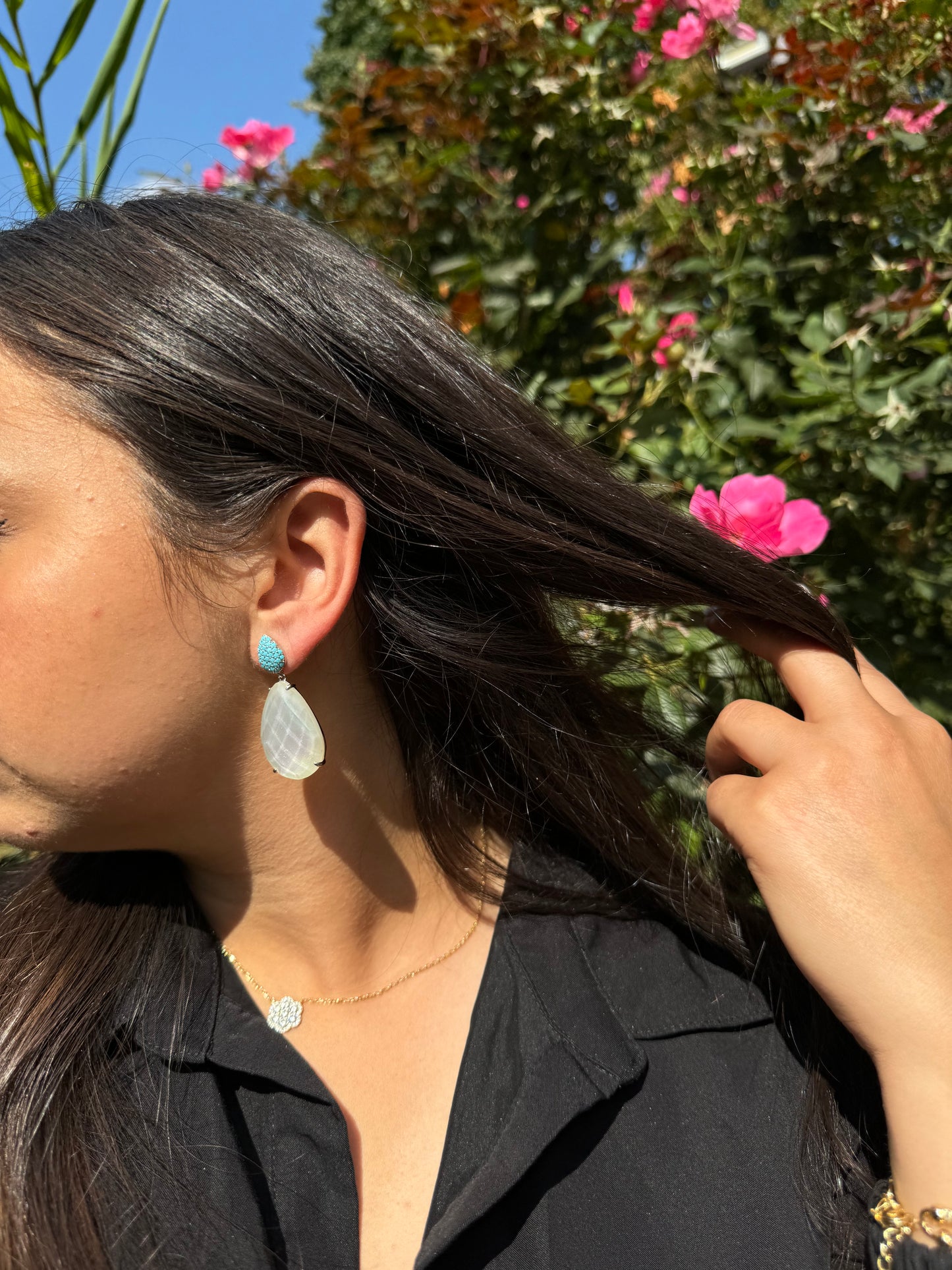 Turquoise Moonstone Earrings