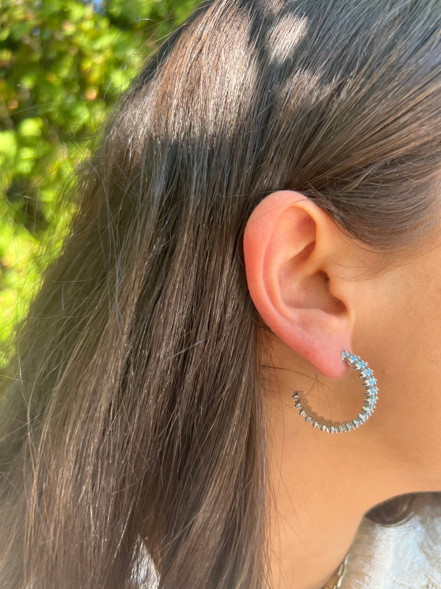 Blue spiked Hoop Earrings