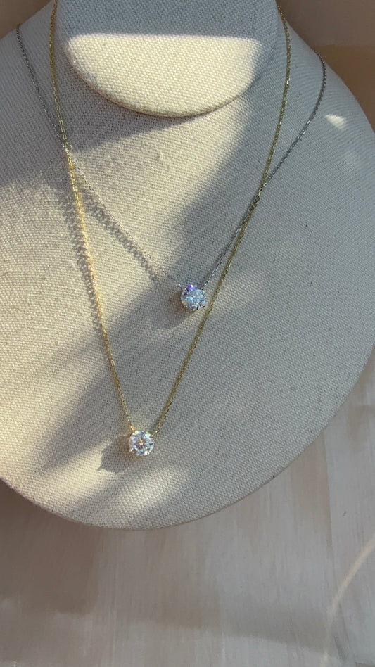 Sterling Silver 3CTTW Lab Diamond Floating Necklace