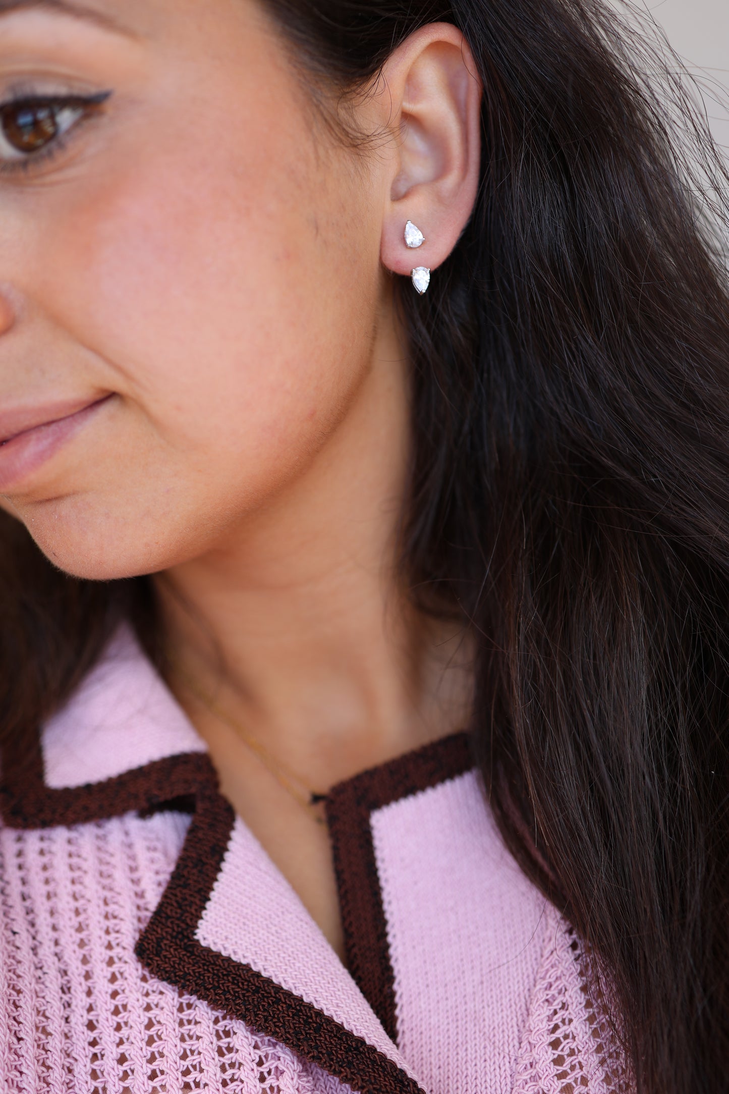 Floating Double Pear Stud Earring