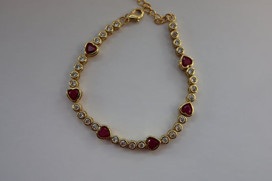 Heart Red Ruby Bracelet