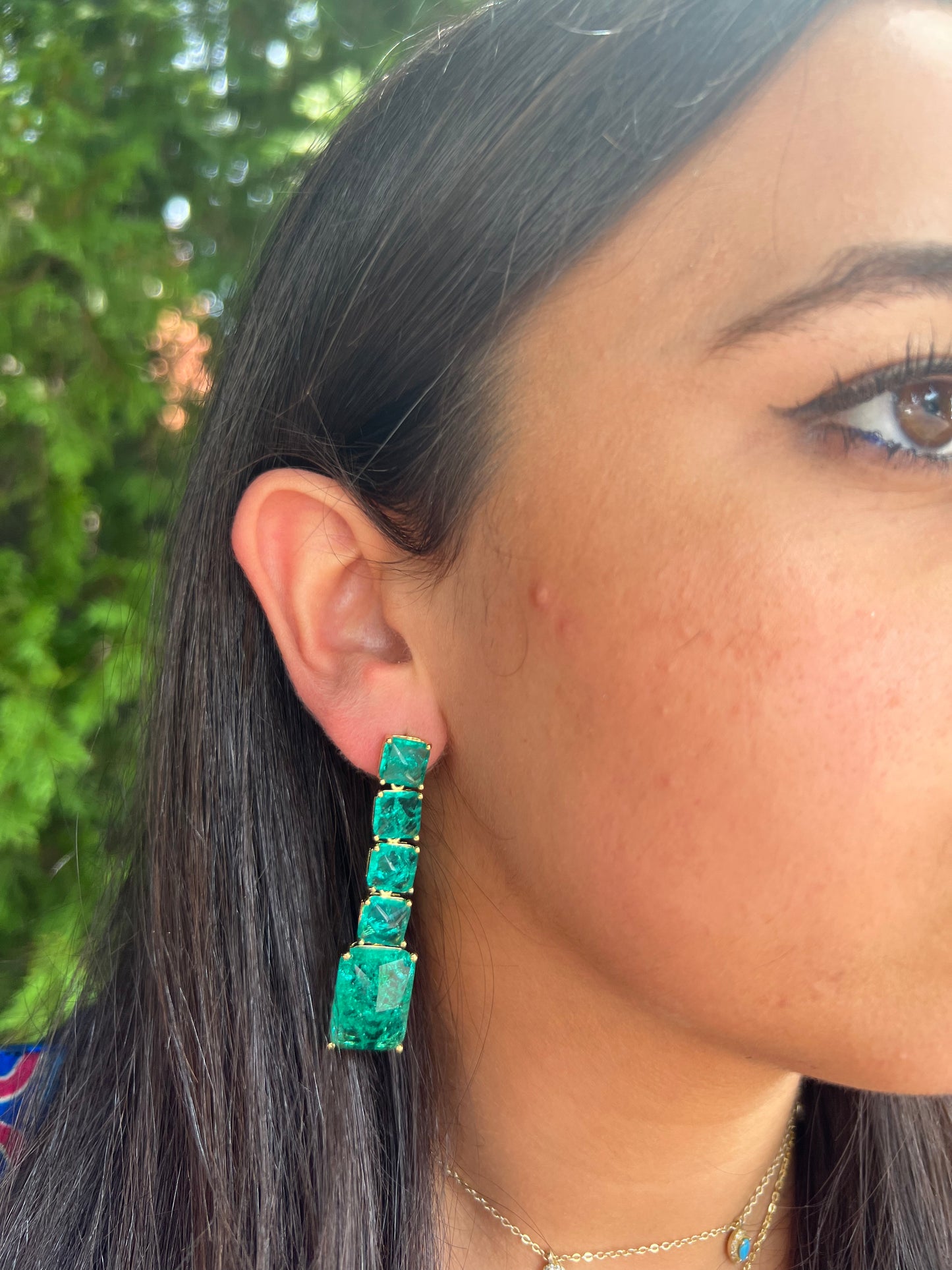 Cubed Blue/Green Earrings