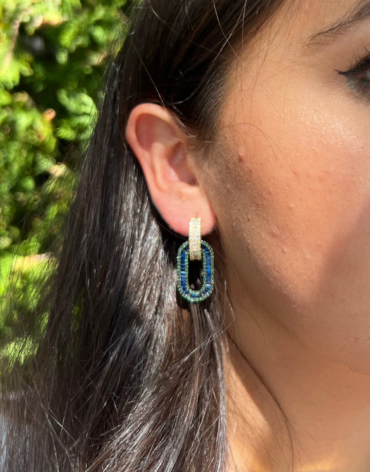 GREEN X BLUE STATEMENT Earrings