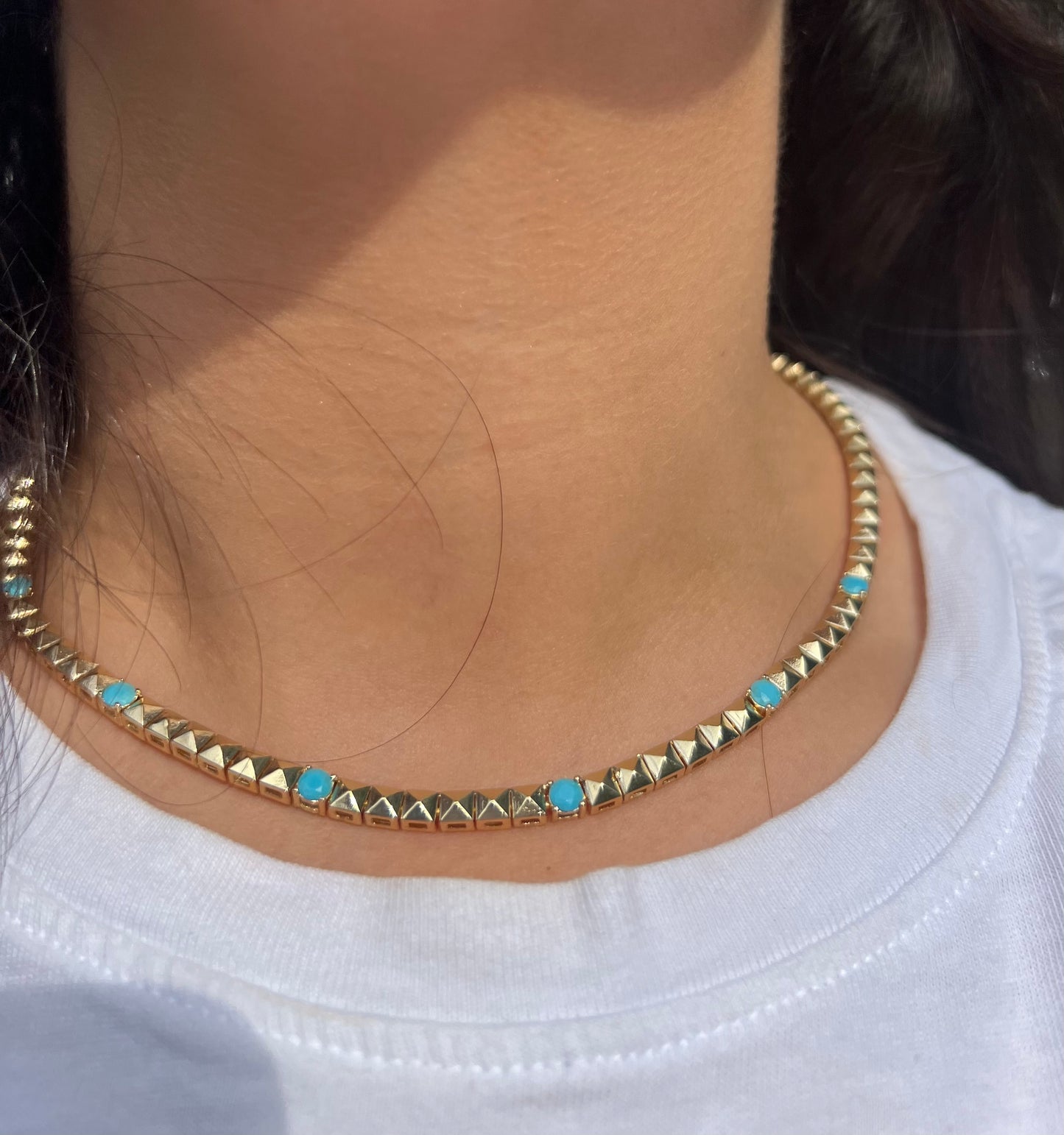 ClassicJewlz Turquoise Studed Necklace