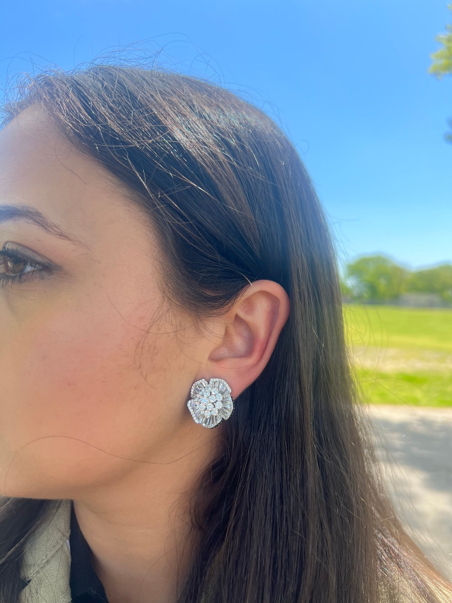 Flower n CZ Earrings