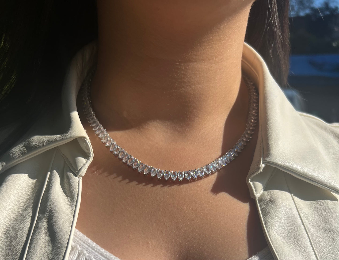 The Chic ClassicJewlz Pear Tennis Necklace