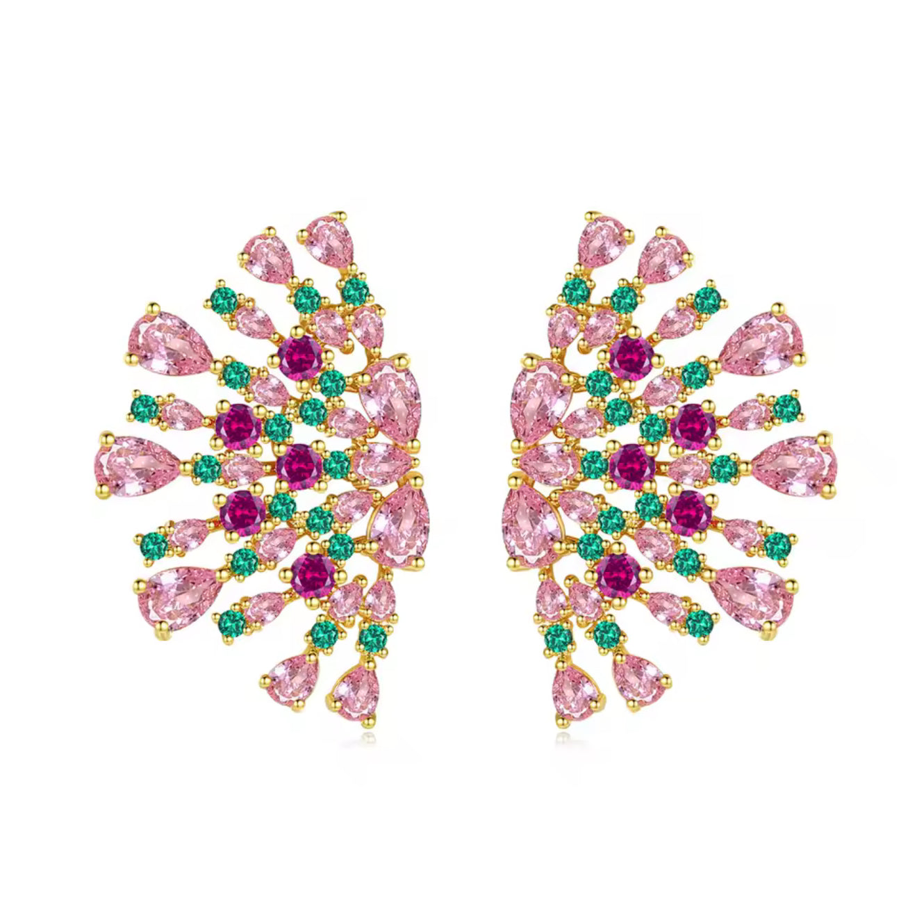 Pink Fan Earrings