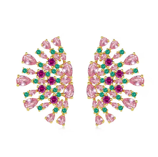 Pink Fan Earrings