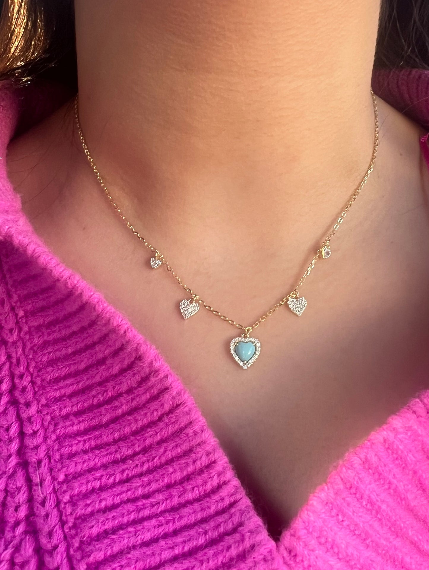 Turquoise Heart Charm Necklace