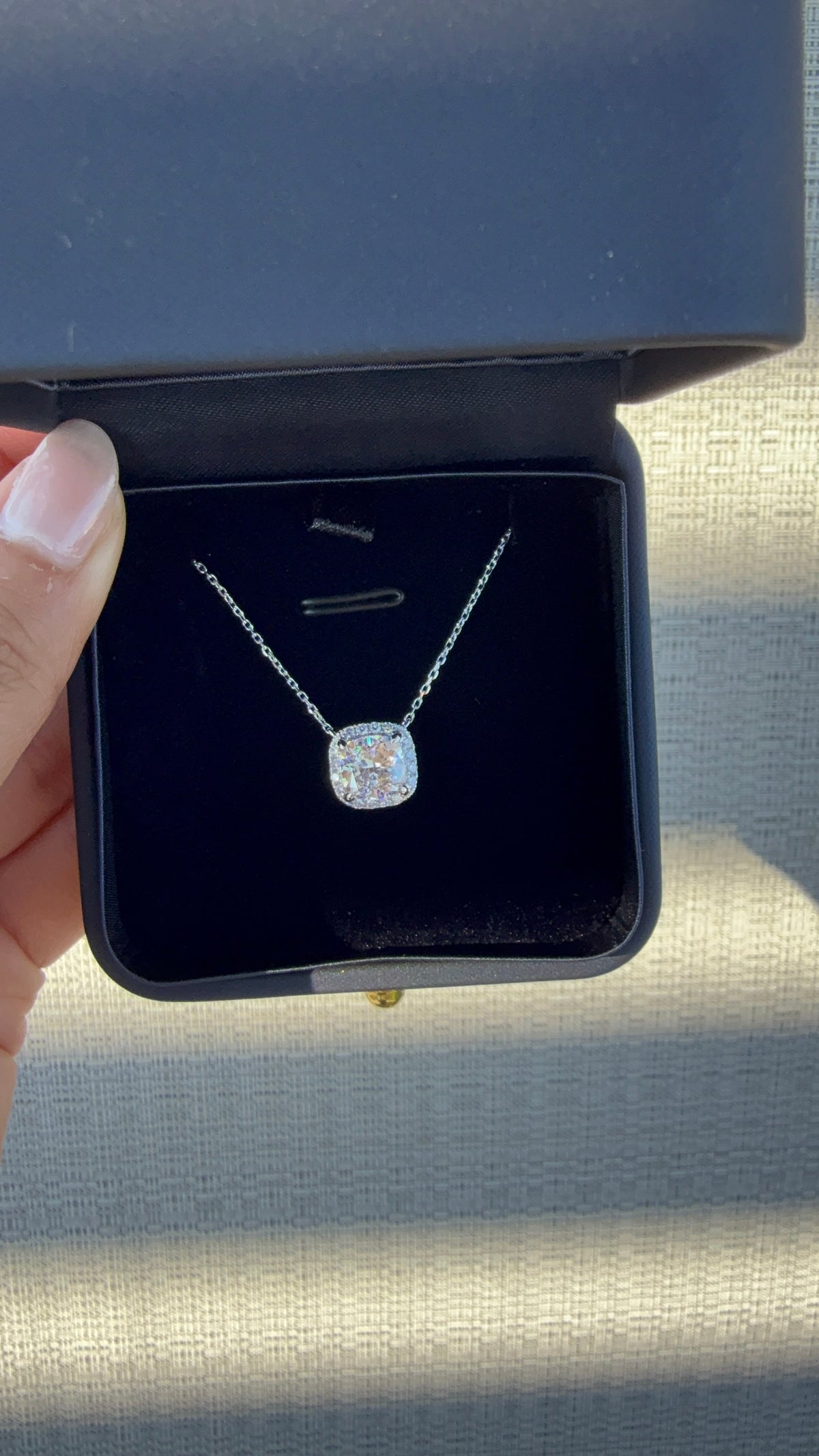 14KT Cushion Halo Lab Diamond Necklace